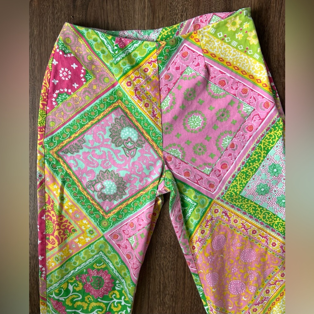 Y2K MARY JANE MARCASIANO Patchwork Paisley Ankle Pants Preppy Resort Statement 6 - Picture 6 of 12